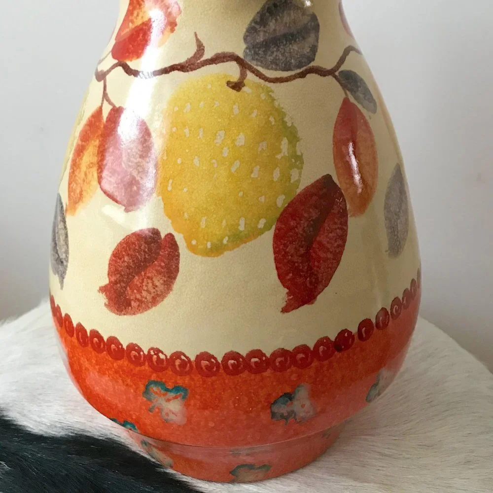 Anthropologie Hand Painted Ceramic Lemon Tree Pitcher Jug Made in Italy